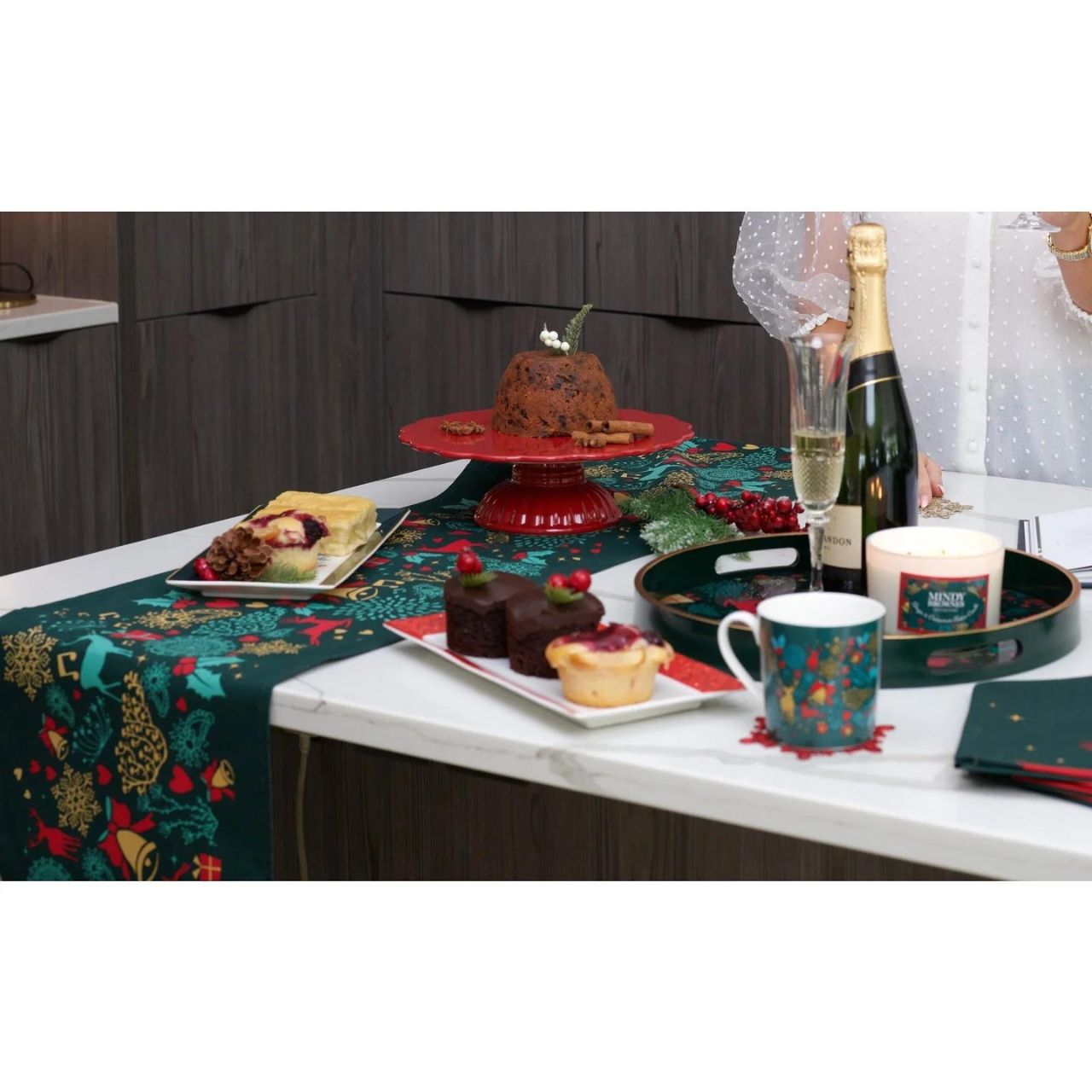 A Christmas Wish Platter Set of 2 by Mindy Brownes Interiors Introducing our set of two Christmas platters. Rectangular in design these plates have a playful pattern and curved rim for stylish serving of cakes, Ideal for the festive table. This set of two plates are finished in the traditional Christmas red & green colouring.