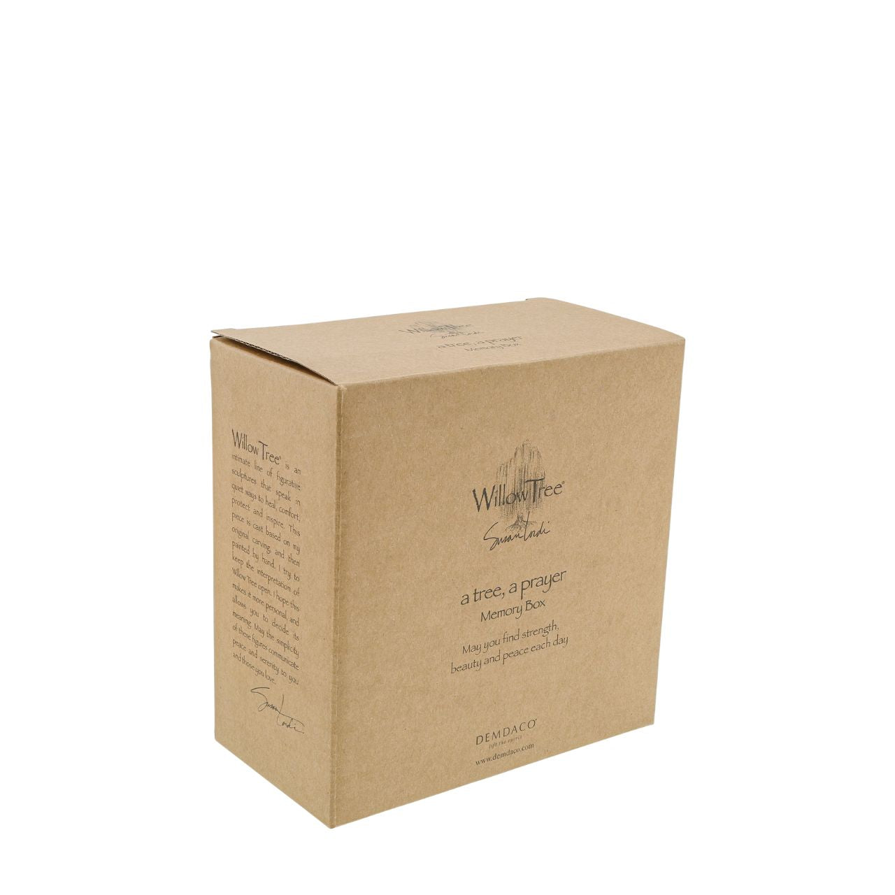 A Tree A Prayer Memory Box by Willow Tree Willow Tree is an intimate line of figurative sculpture that speaks in quiet ways to heal, comfort, protect and inspire. Artist Susan Lordi hand carves each original Willow Tree sculpture. This piece is cast from her original carving, and then painted by hand. The box features a praying woman.