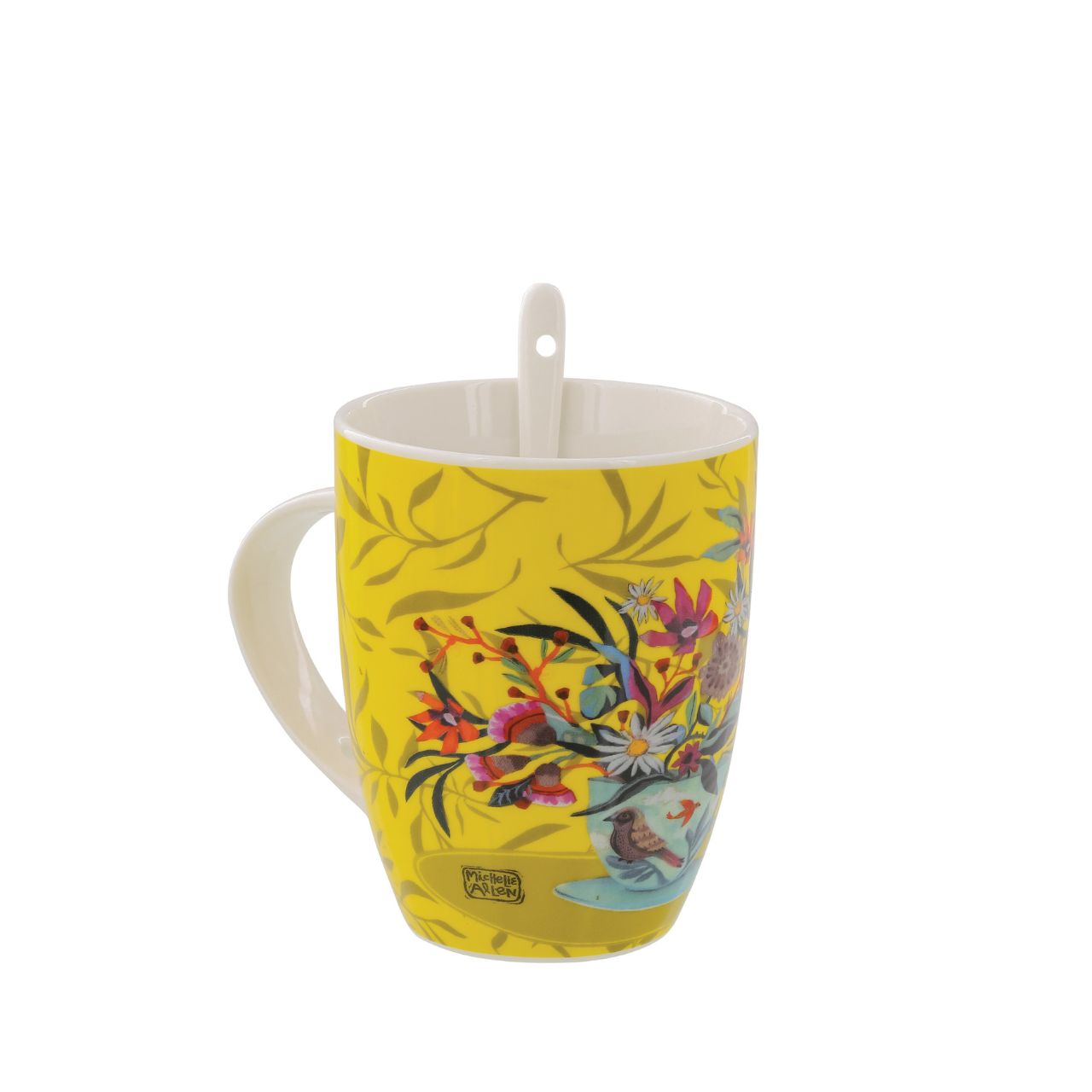 Ceramic mug perfect for drinking your coffee or tea. Original and colourful design by artist Michelle Allen for the Allen Designs collection.