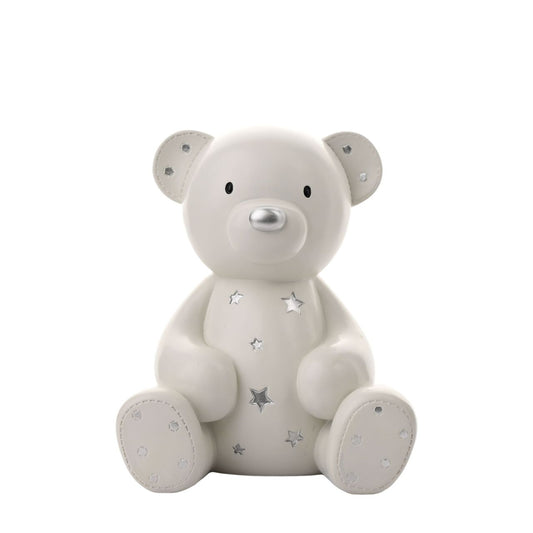 Bambino Large Teddy Resin Money Box 20 cm  A teddy bear shaped resin money box from BAMBINO BY JULIANA.  This wonderful keepsake provides glistening decoration for the nursery of new family arrivals which will be cherished eternally.