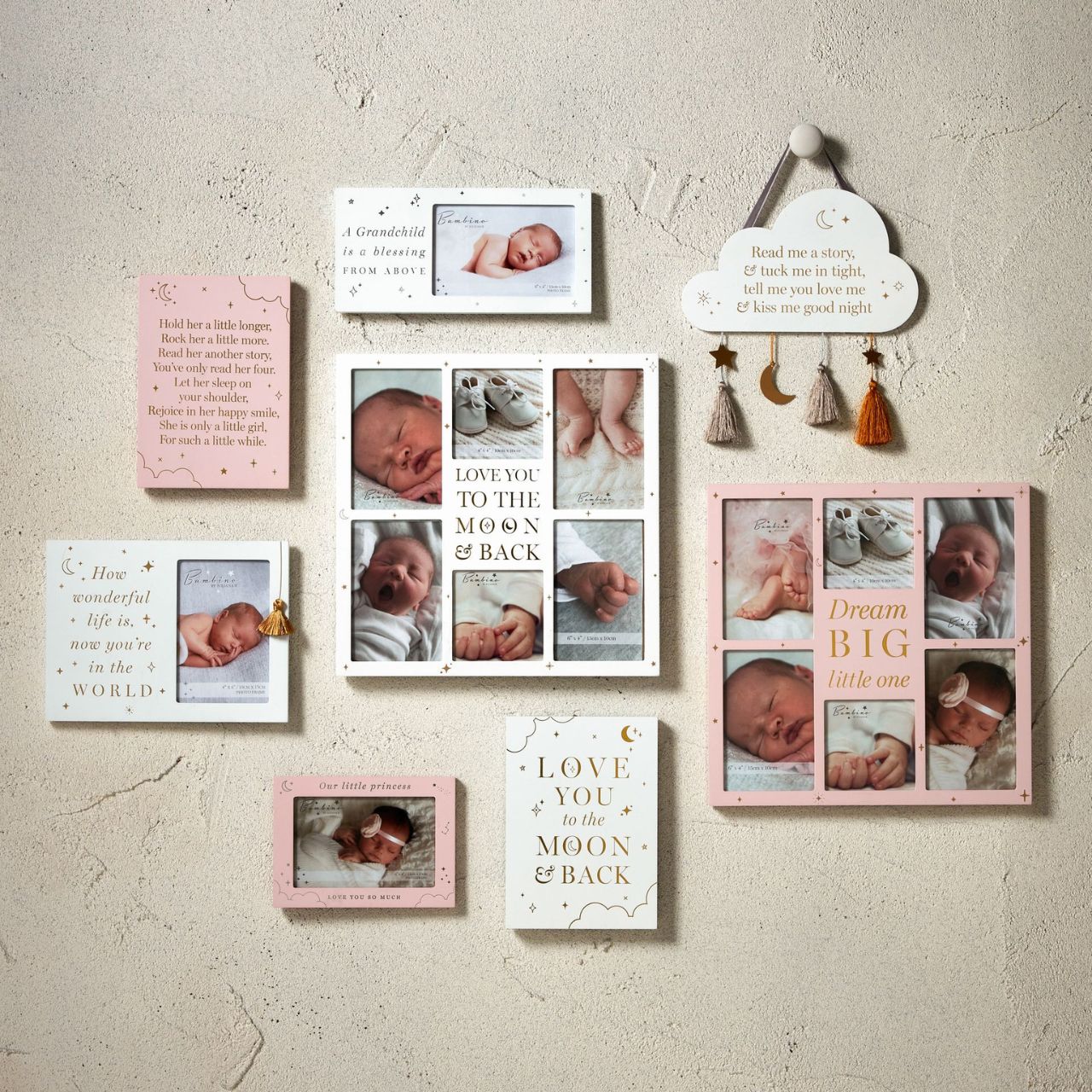 This exquisite landscape frame is an optimal way to beautifully present the photographs of a new-born daughter.