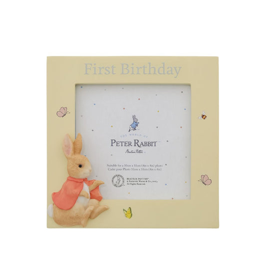 This charming Flopsy birthday photo frame is the perfect place to display a picture from a birthday celebration and is sure to earn a place of honour on a tabletop or mantel. Complete with original illustrations from the Beatrix Potter stories.