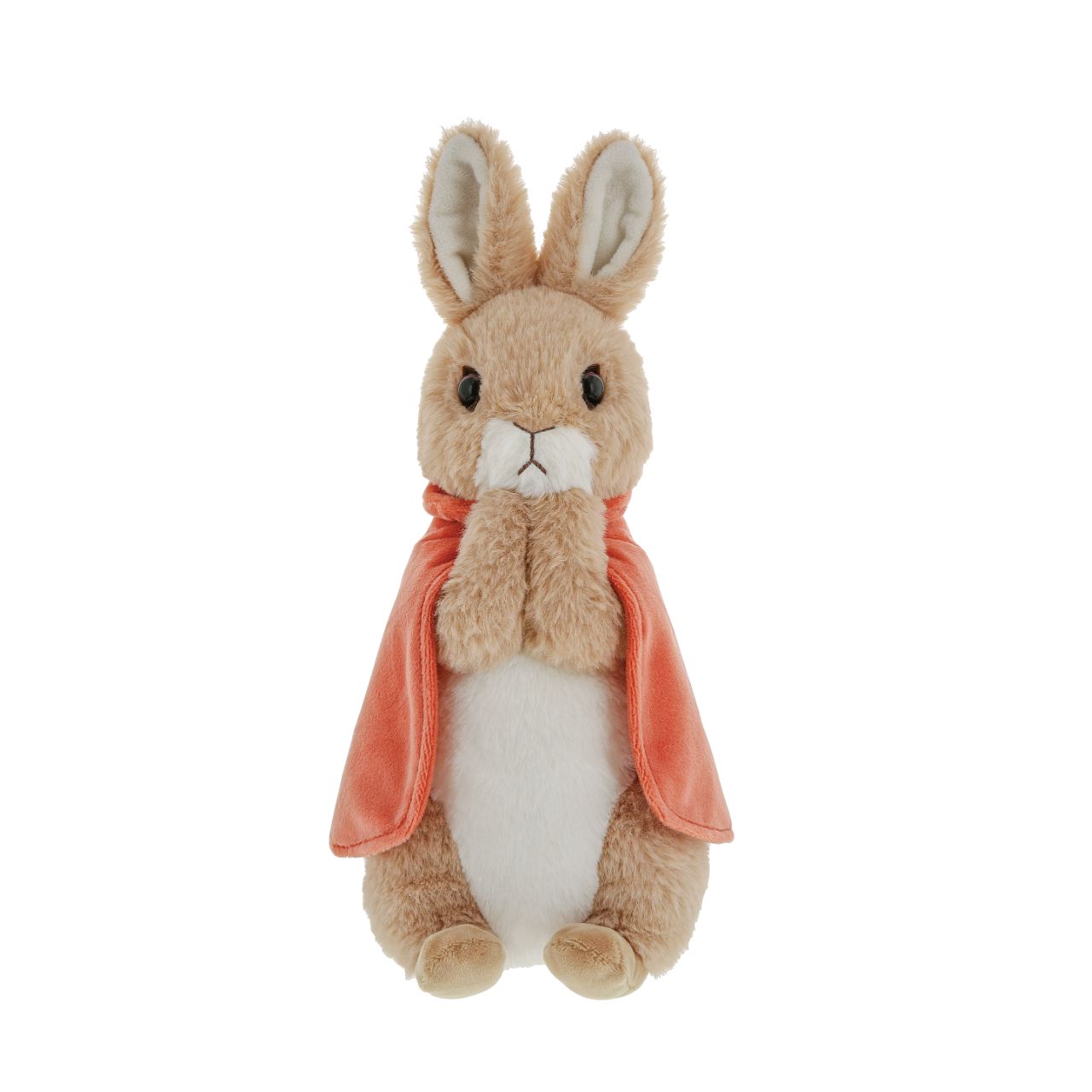 Beatrix Potter Flopsy Large This Flopsy soft toy is made from beautifully soft fabric and is dressed in clothing exactly as illustrated by Beatrix Potter, with her signature red cape. The Peter Rabbit collection features the much loved characters from the Beatrix Potter books and this quality and authentic soft toy is sure to be adored for many years to come.