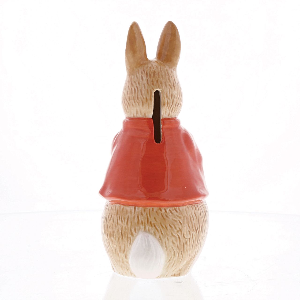 Beatrix Potter Flopsy Sculpted Money Bank  This delightful and charming Flopsy shaped money box would make an ideal christening gift, for collectors and Peter Rabbit fans, both young and old. The artwork is taken from the original illustrations from the Beatrix Potter stories.