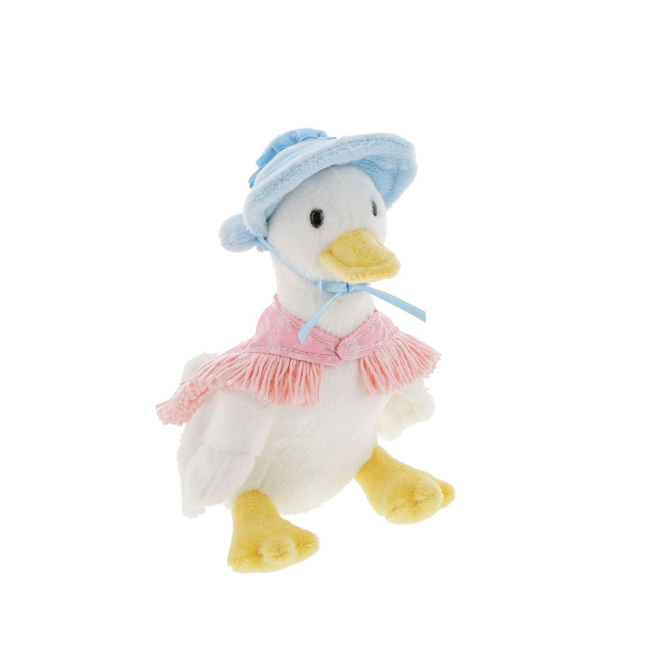 Jemima Puddle-Duck Small Peter Rabbit Collection This Jemima Puddle-Duck soft toy is made from beautifully soft fabric and is dressed in clothing exactly as illustrated by Beatrix Potter. With her signature beautiful bonnet and shawl.