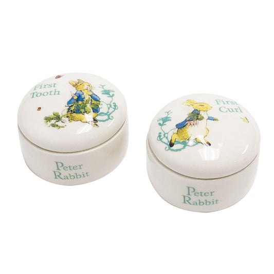 Beatrix Potter Peter Rabbit First Tooth & Curl Box  A charming pair of Peter Rabbit first tooth and curl box. Makes a perfect and unique christening gift.