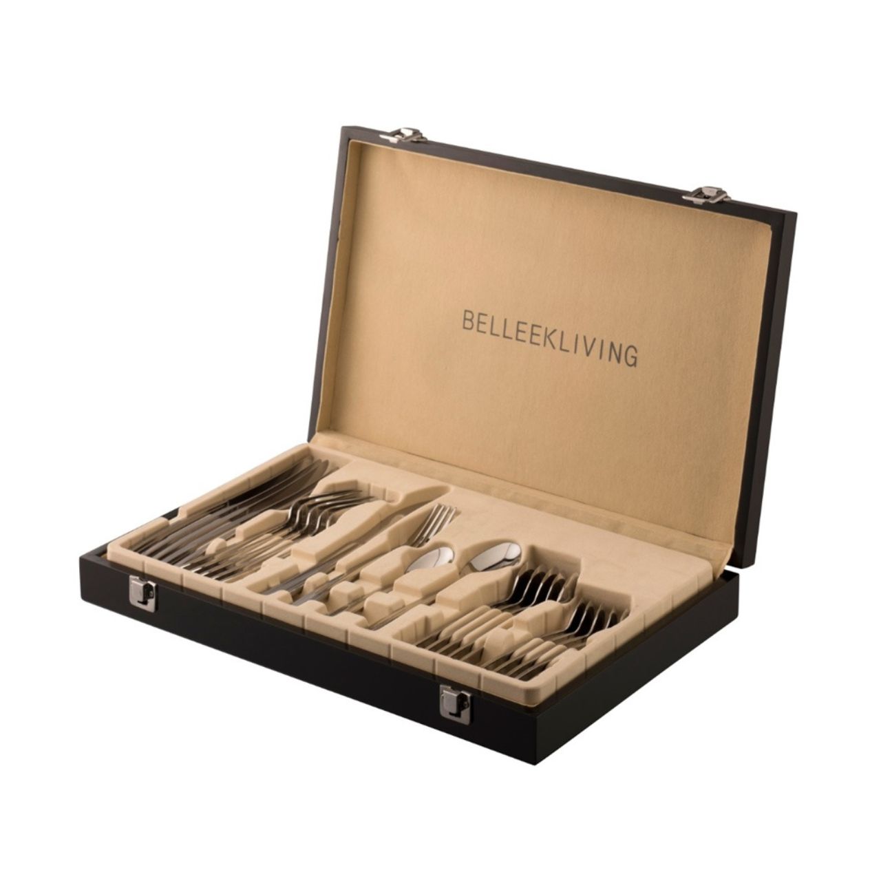 Occasions 24-Piece Cutlery Set in Wood Box by Belleek Living Dine in style with the Occasions 24-Piece Cutlery Set from Belleek Living. Each piece displays high-quality craftmanship synonymous with the Belleek Living brand - beautifully polished 18/10 Stainless Steel with a smooth & elegant design. Perfect for everyday use, as a wedding gift, housewarming gift or any special occasion!