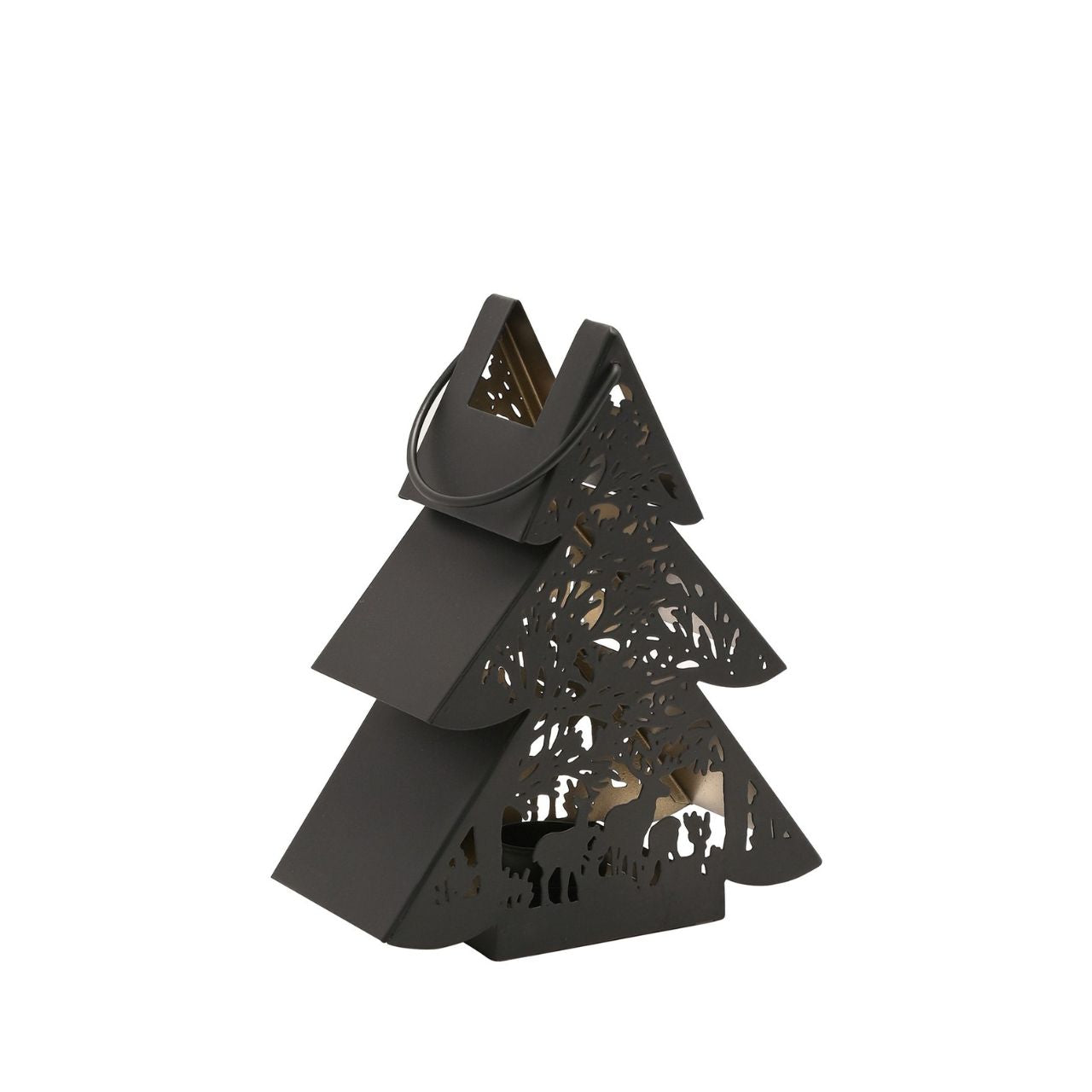 Black Tree Lantern Small A small black tree lantern by THE SEASONAL GIFT CO®. This enchanting lantern glistens with festive charm throughout the Christmas period.