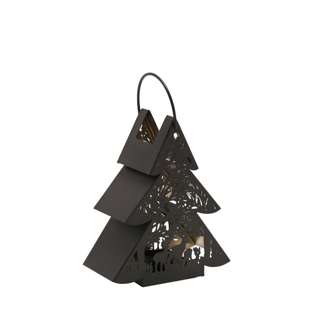 Black Tree Lantern Small A small black tree lantern by THE SEASONAL GIFT CO®. This enchanting lantern glistens with festive charm throughout the Christmas period.