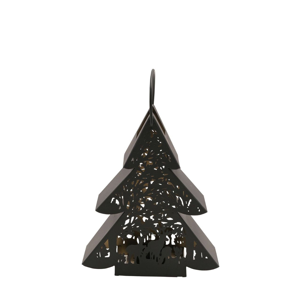 Black Tree Lantern Small A small black tree lantern by THE SEASONAL GIFT CO®. This enchanting lantern glistens with festive charm throughout the Christmas period.