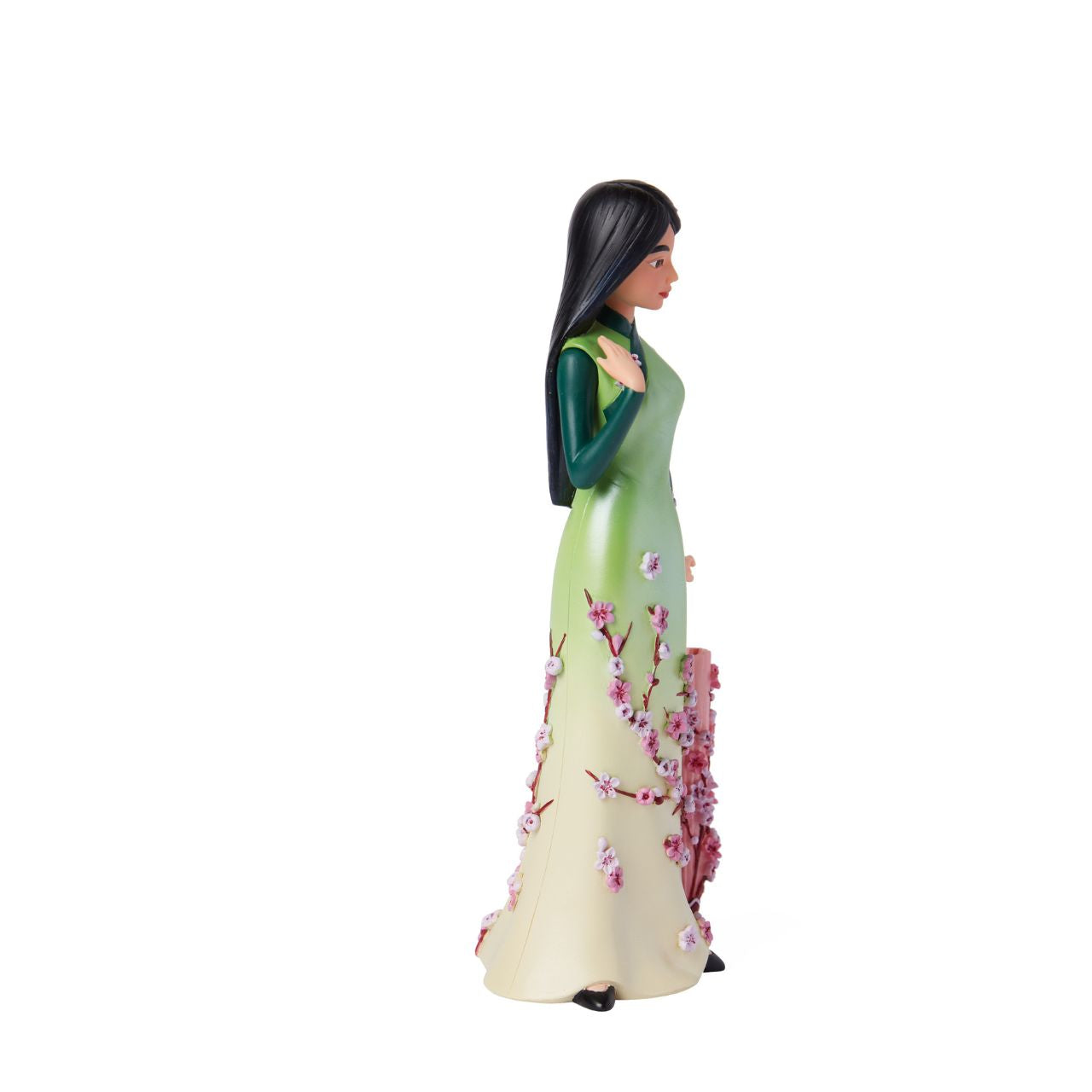 Part of the Disney Showcase Botanical collection, the Botanical Mulan figurine sees Disney's iconic princess in her gorgeous green ombre dress adorned with delicate cherry blossom petals.