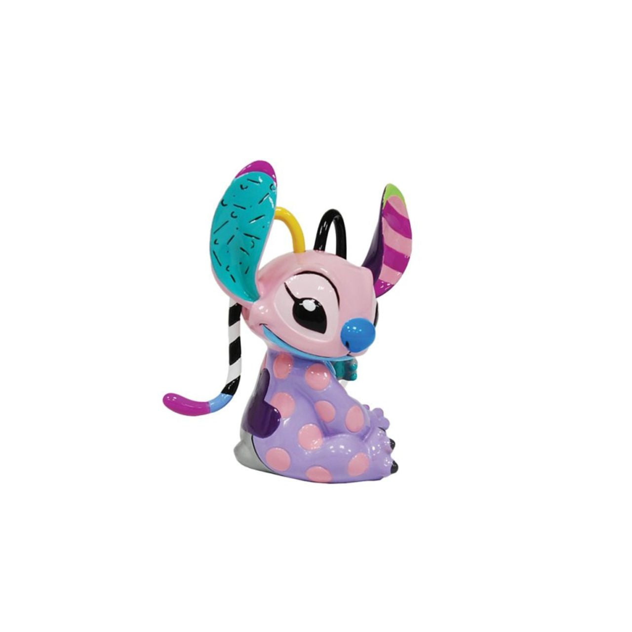 Pop artist Romero Britto reinterprets Angel from Lilo and Stitch in his iconic pop art palette of bright colours and happy hues. Figurine is made from cast stone. Product is supplied in branded Disney gift box. Unique variations should be expected as product is hand painted.