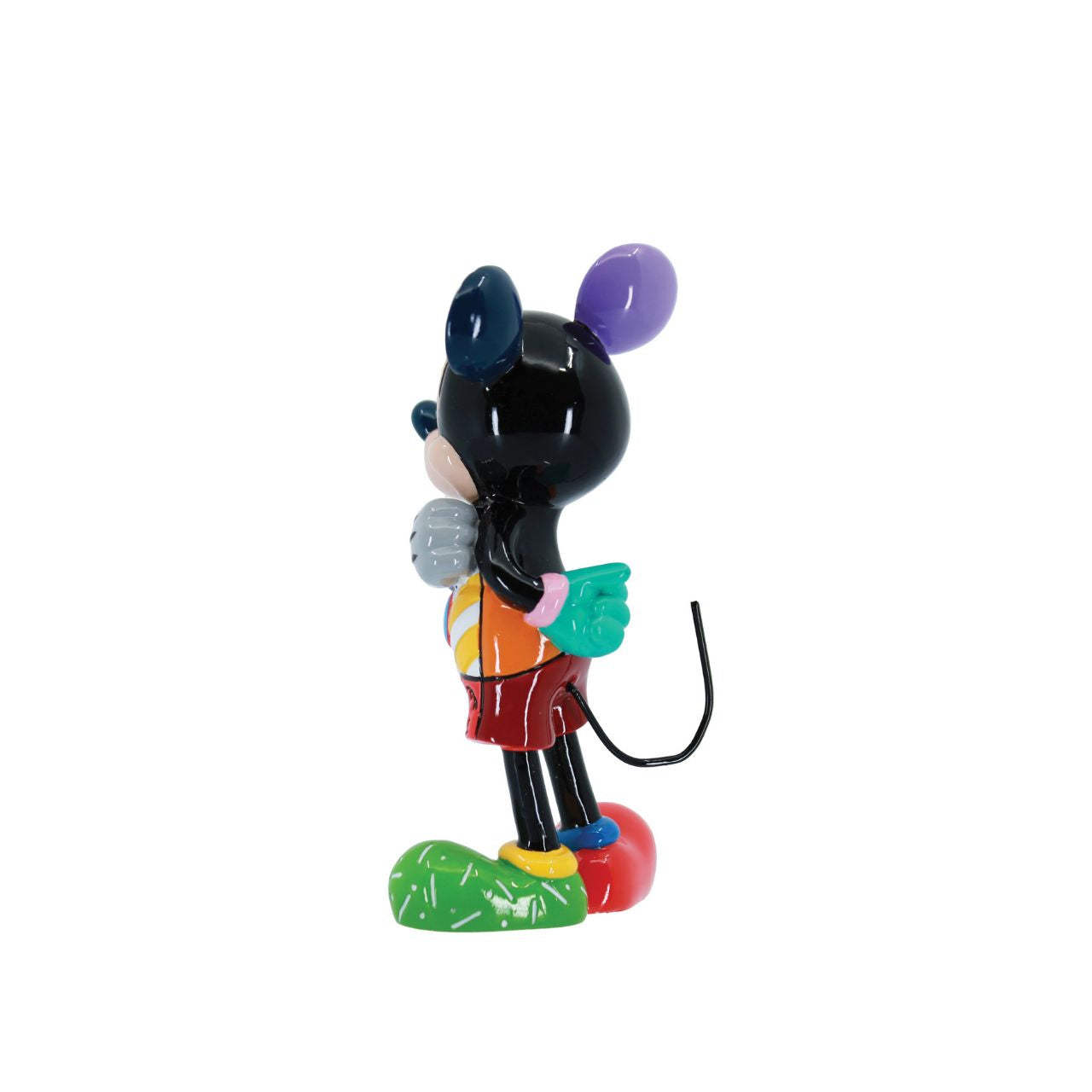 Pop artist Romero Britto reinterprets Mickey Mouse in his iconic pop art palette of bright colours and happy hues. Figurine is made from cast stone. Product is supplied in a branded Disney gift box. Unique variations should be expected as product is hand painted.