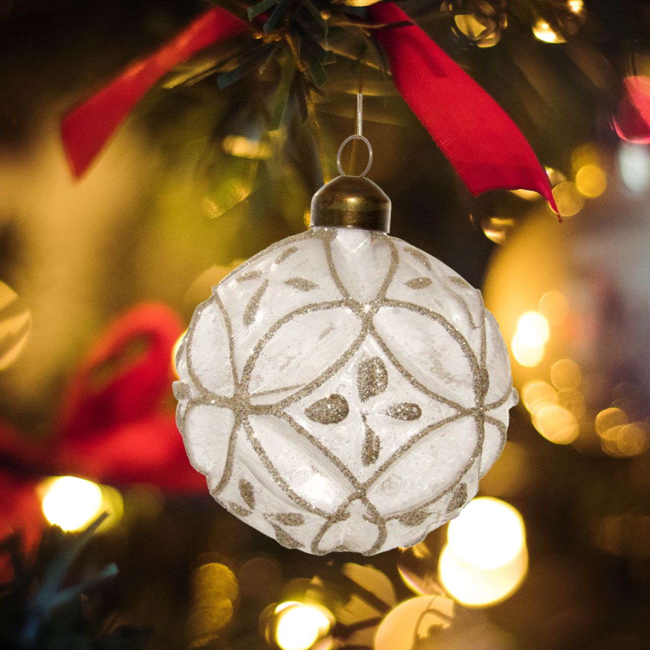 Shishi Glass Iced Floral Ball Champagne Glitter Christmas Ornament Set of 6 Browse our beautiful range of luxury festive Christmas tree decorations, baubles & ornaments for your tree this Christmas.