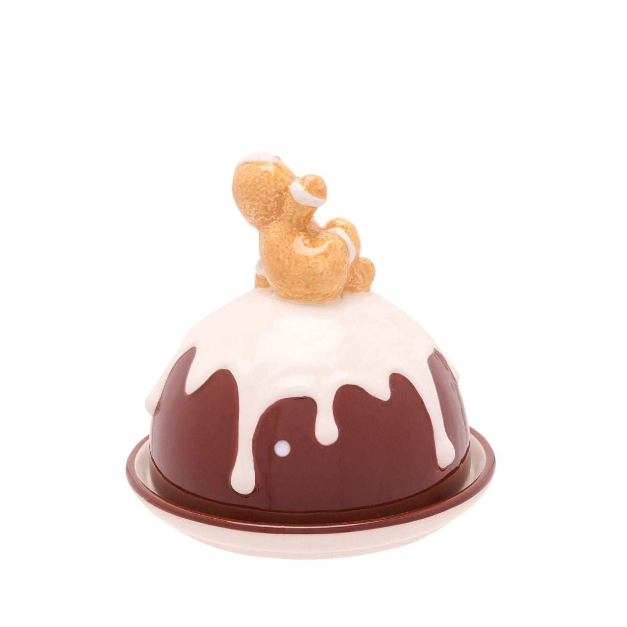 Introducing a Gingerbread Icing Butter Dish with Lid, a delightful festive addition to your Christmas store collection. Crafted from high-quality ceramic with a lustrous glazed finish, this butter dish is designed to bring festive cheer to any home.