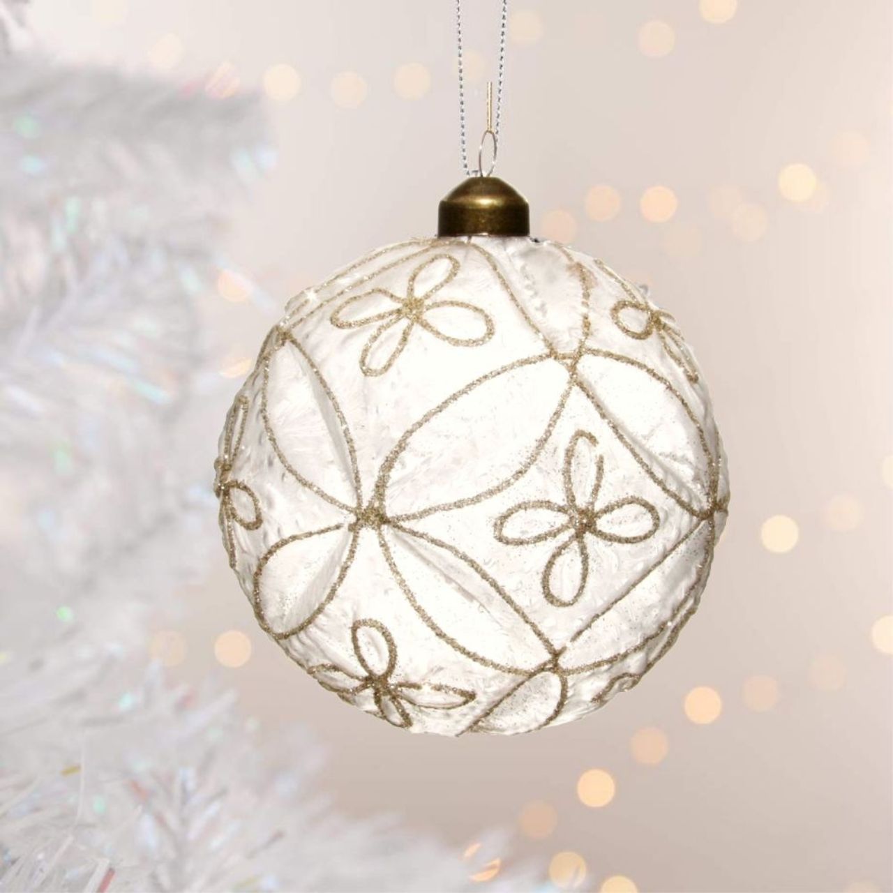 Shishi Glass Floral Ball Champagne Glitter Christmas Hanging Ornament Browse our beautiful range of luxury festive Christmas tree decorations, baubles & ornaments for your tree this christmas.