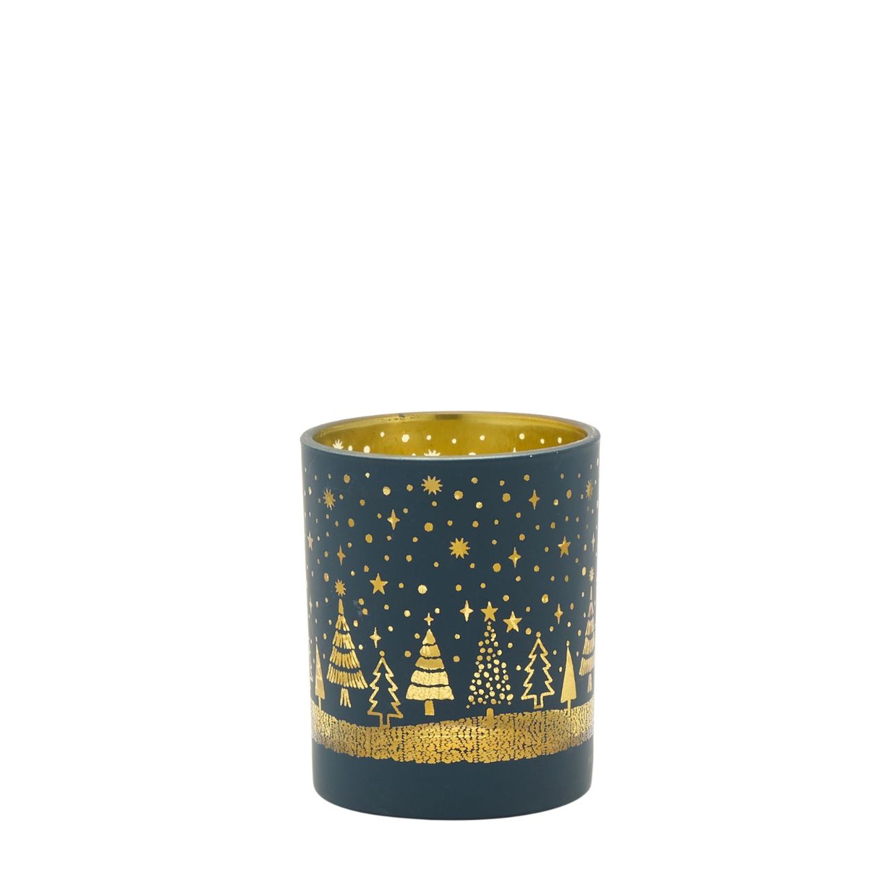 Green Glass Christmas Tealight Holder Small