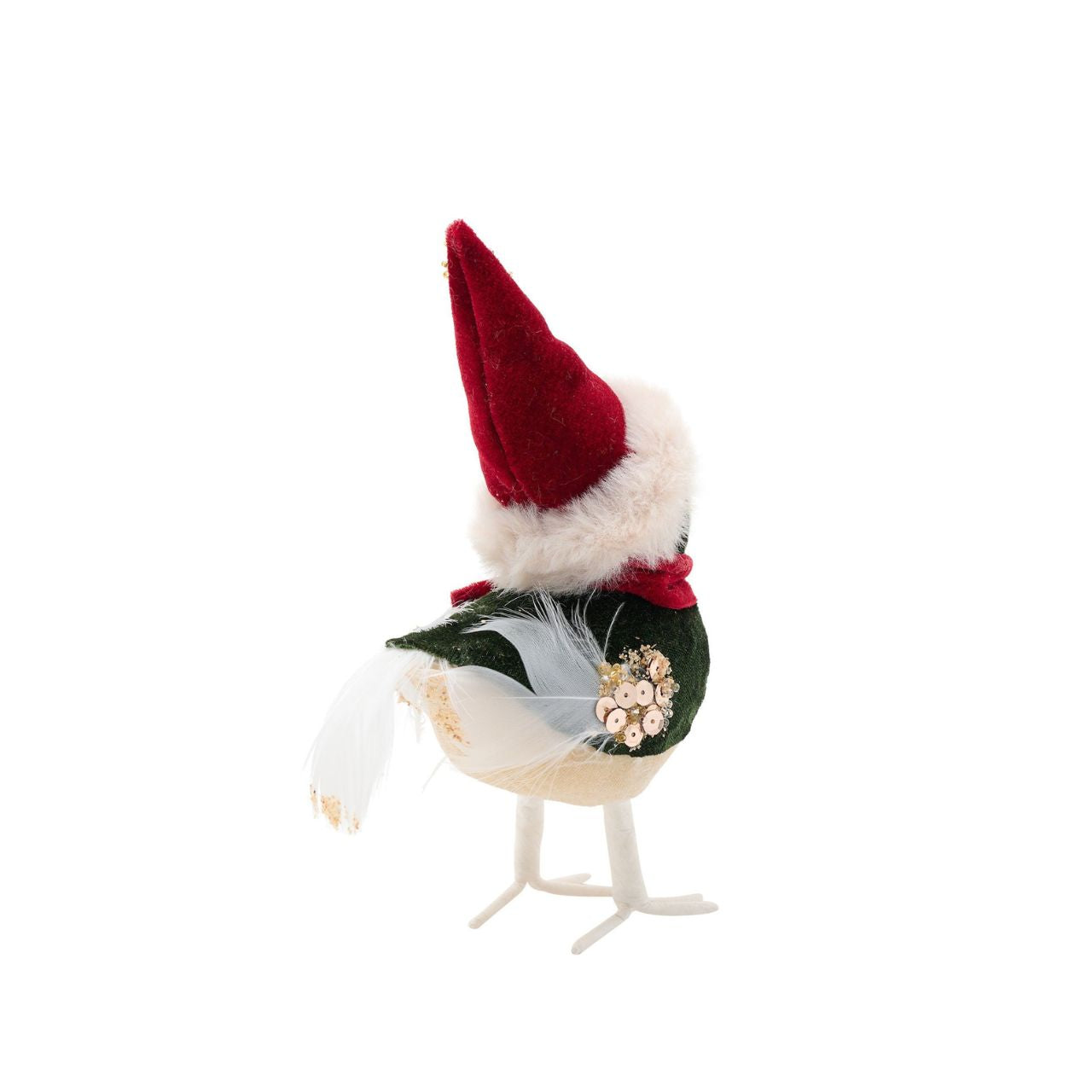 Bring some festive fun to the home this Christmas with this charming Christmas Red Velvet Bird Figurine. Perching proudly in a festive Santa hat and scarf, this cute little bird will add a touch of whimsy and charm to festive décor.