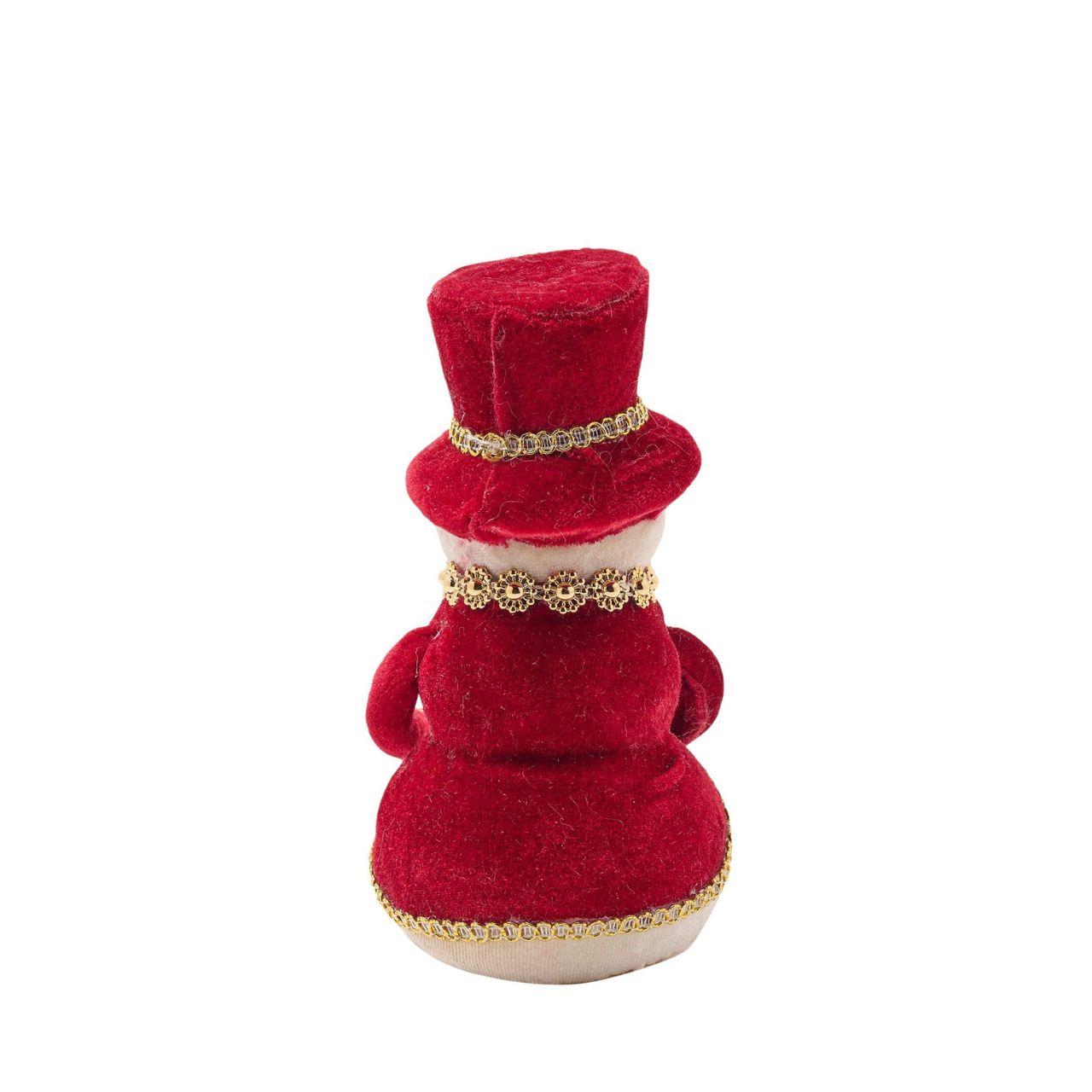 Add holiday charm to the home with this adorable Red Velvet snowman, ideal for spreading festive cheer. The snowman sports a red velvet hat and gold coloured scarf for a classic look. Perfect as a gift or décor, this plush snowman will warm hearts when placed on a mantel, shelf, or table.