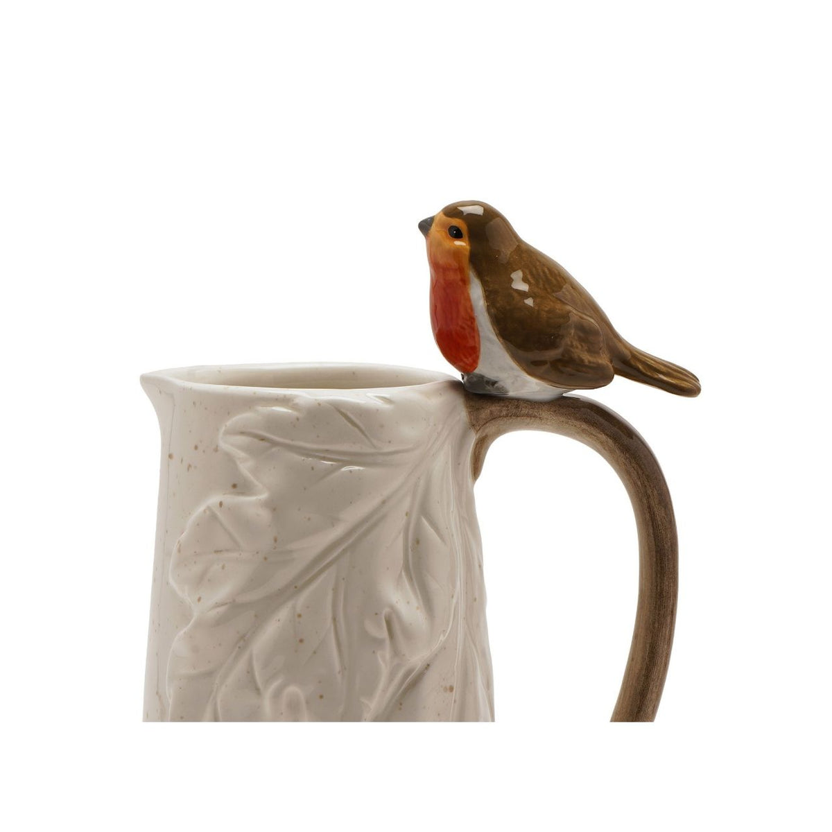 The Country Living Robin Leaf Jug is a characterful kitchen piece, featuring a sculpted robin detail perched on the rim, bringing a distinctive countryside-inspired touch to a classic jug design.