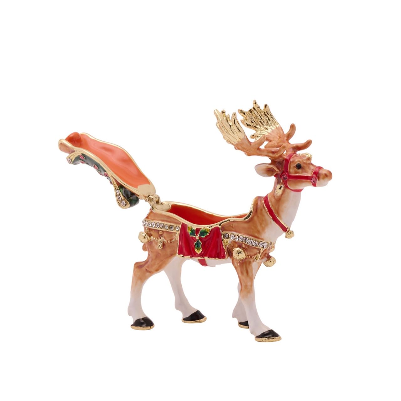 Introducing the Reindeer Trinket Box by Stratton Treasured Trinkets, a delightful piece that captures the spirit of the festive season.