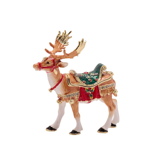 Introducing the Reindeer Trinket Box by Stratton Treasured Trinkets, a delightful piece that captures the spirit of the festive season.