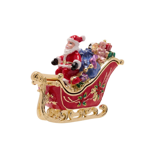 Introducing the Santa’s Sleigh Trinket Box by Stratton Treasured Trinkets, a delightful piece that captures the spirit of the festive season.