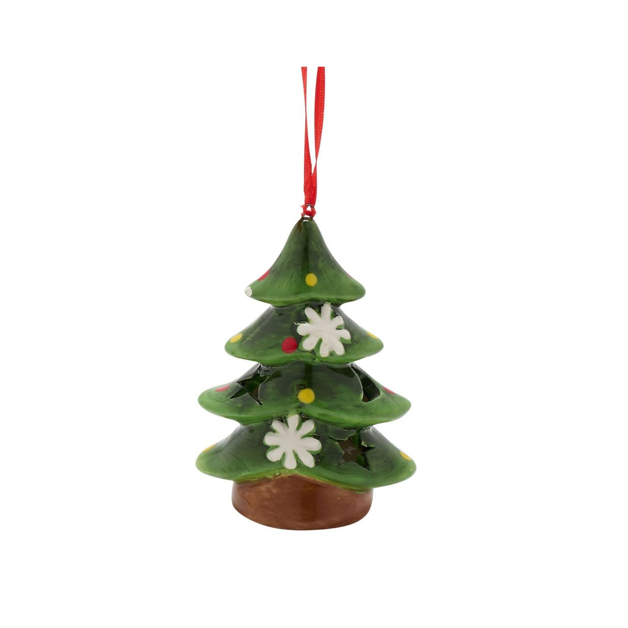 This hanging ornament is the perfect size to infuse a tree or festive display with a touch of beauty. Vibrant green in colour and illuminated by an array of decorations.