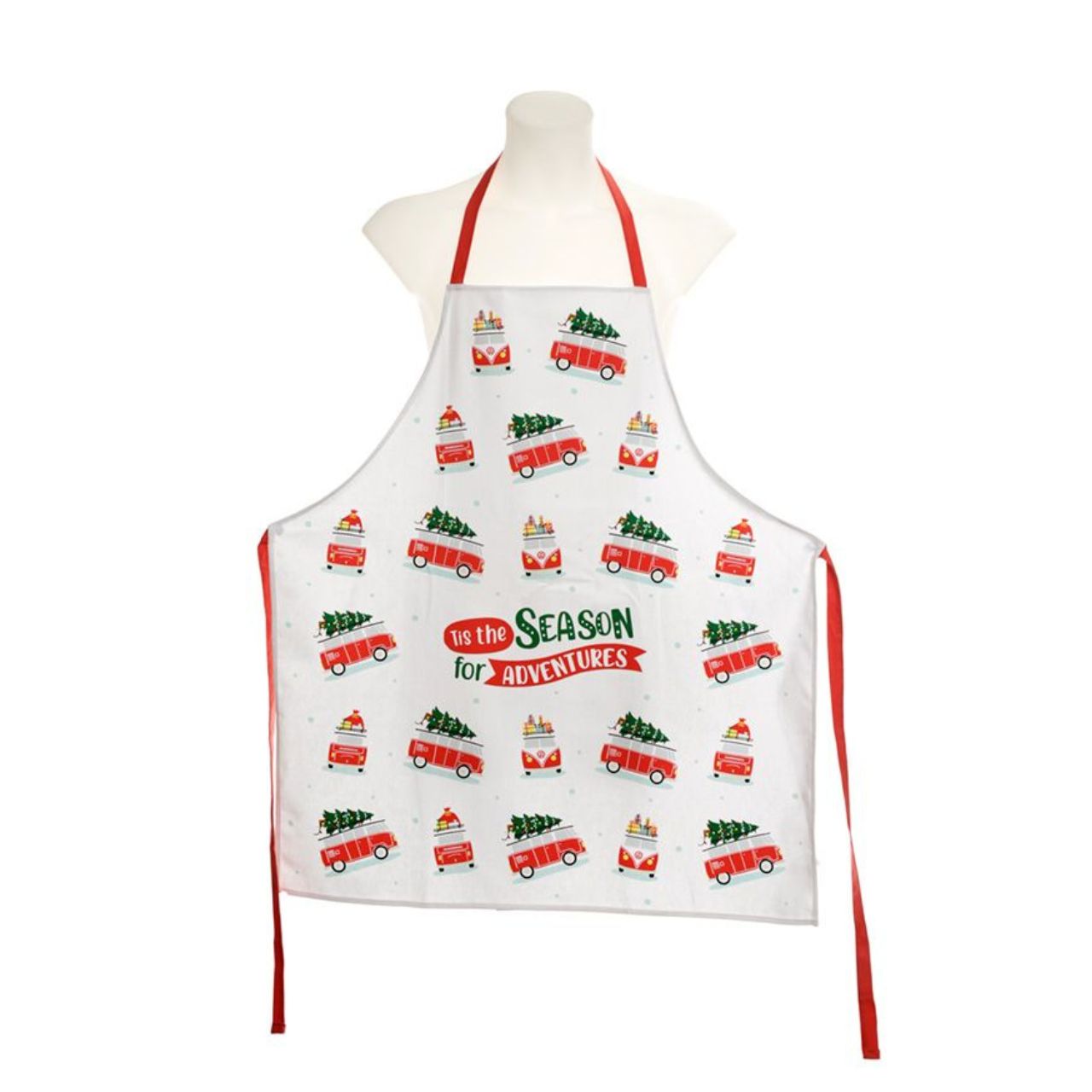 Christmas Volkswagen VW T1 Camper Bus Cotton Apron This stylish Cotton Apron features a classic Volkswagen VW T1 Camper Van with a Christmas design, made from 100% cotton. Perfect for cooking during the holidays, or as a great gift!