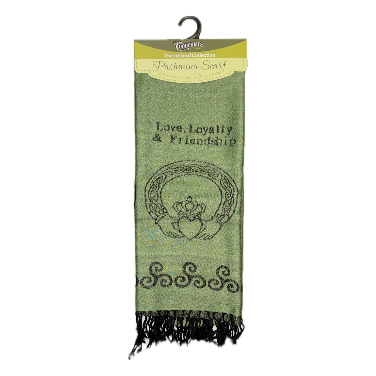 Green Pashmina with Claddagh