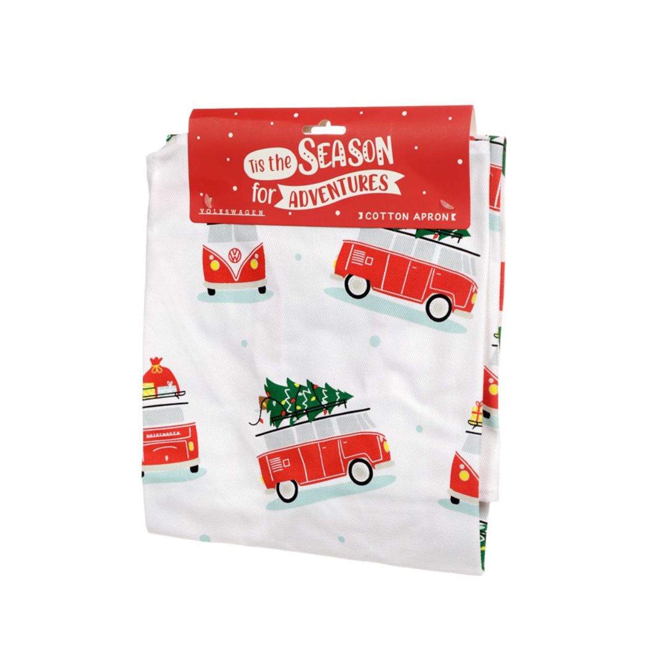 Christmas Volkswagen VW T1 Camper Bus Cotton Apron This stylish Cotton Apron features a classic Volkswagen VW T1 Camper Van with a Christmas design, made from 100% cotton. Perfect for cooking during the holidays, or as a great gift!