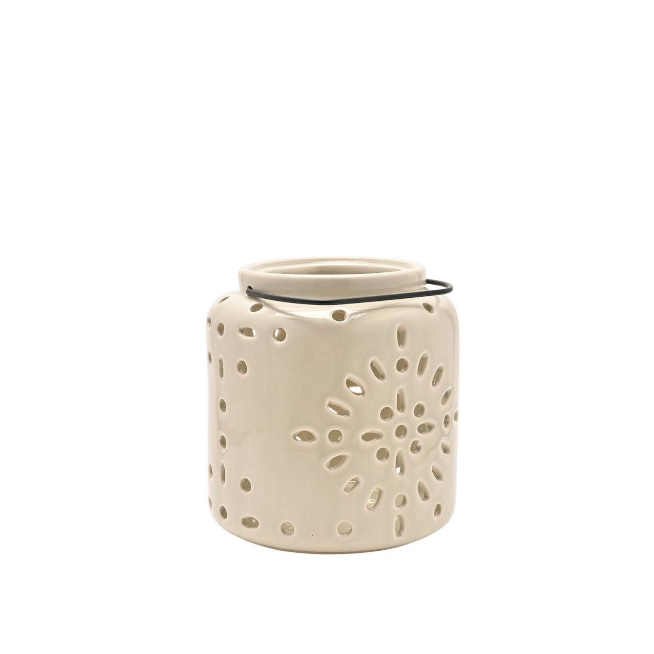 Introducing the Country Living Ceramic Lantern in Stone, a delightful addition to home décor that brings a touch of springtime charm. Crafted from ceramic with a glazed finish, this lantern radiates warmth and elegance.