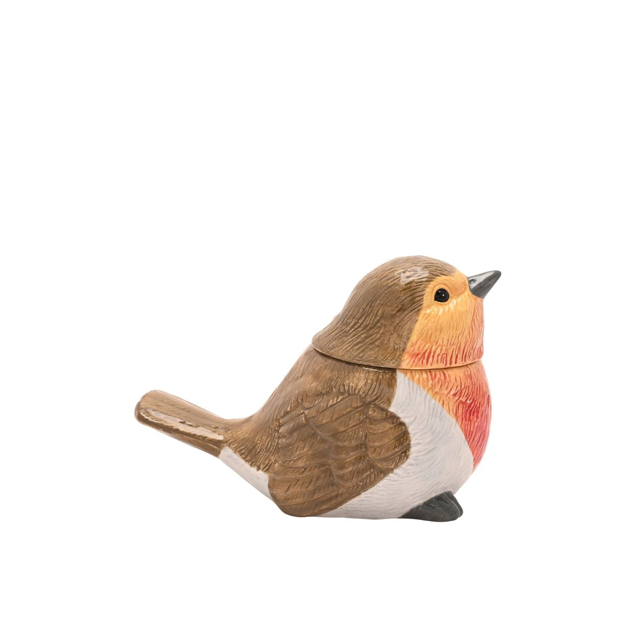 This ceramic jar features a colourful robin figurine with removable lid. An eye-catching piece, perfect for storing dry goods or treats.