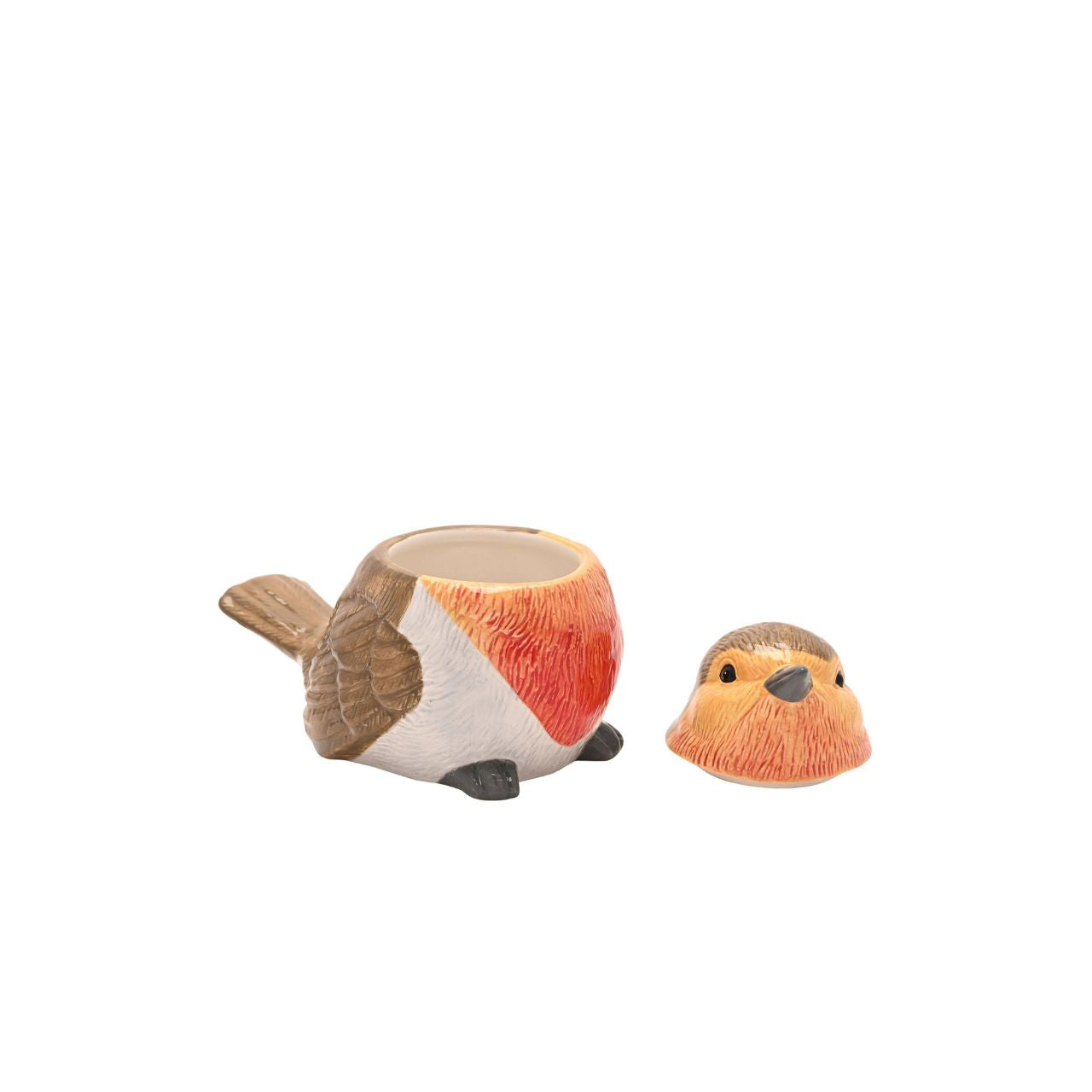 This ceramic jar features a colourful robin figurine with removable lid. An eye-catching piece, perfect for storing dry goods or treats.