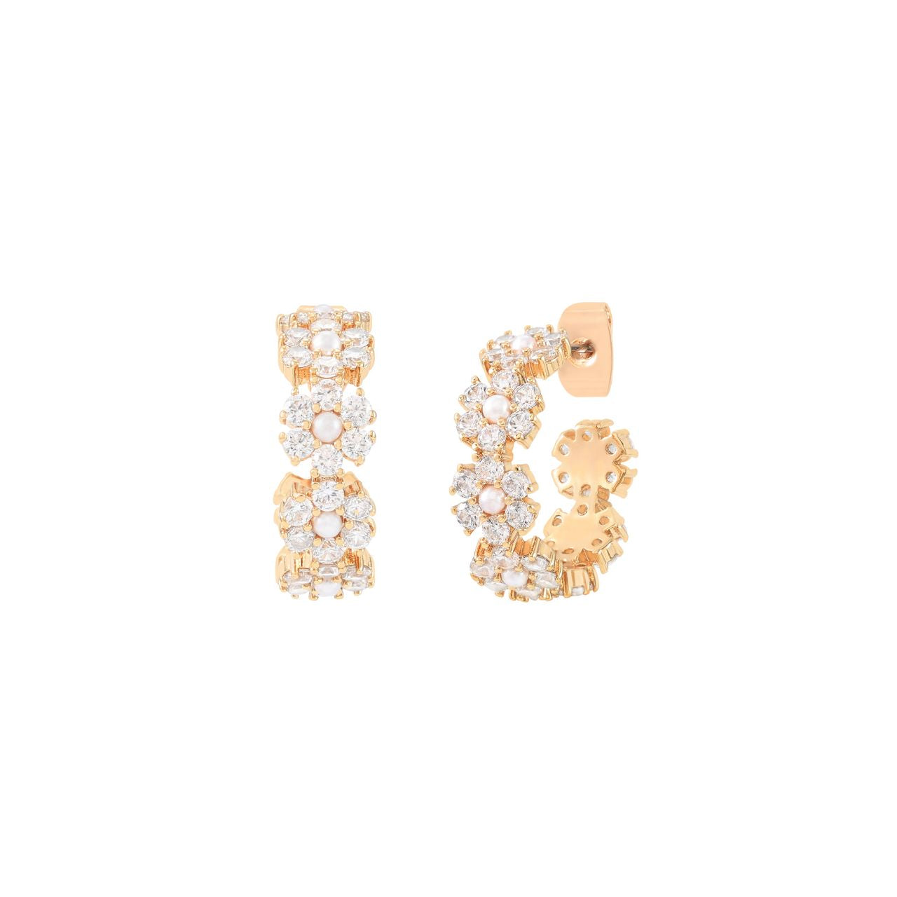 Elevate your elegance with the Tipperary Daisy CZ Cluster Hoop Gold Earrings. These finely crafted hoops feature sparkling cubic zirconia clusters arranged in a delicate daisy motif, adding a refined touch to any ensemble.