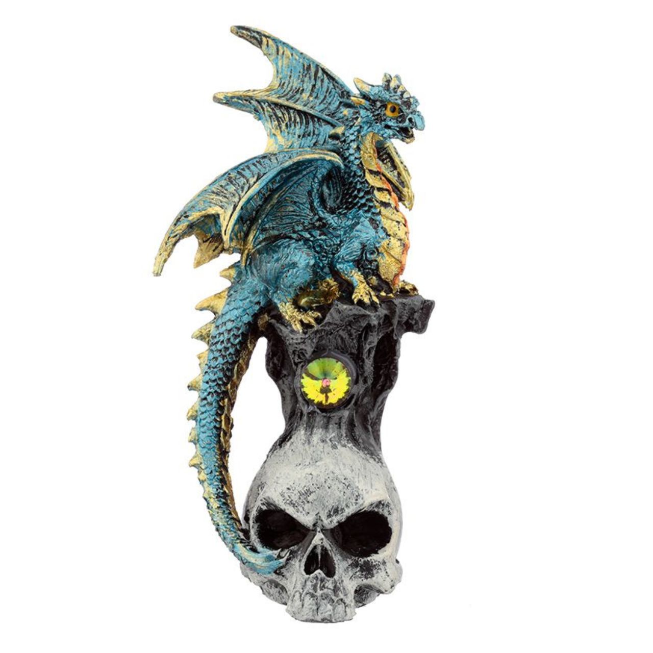Dark Legends Gemstone Skull Dragon - Material: Resin - Height 10.5-11 cm Width 5.5-6 cm Depth 5-5.5 cm - Available in Green, Purple or Blue