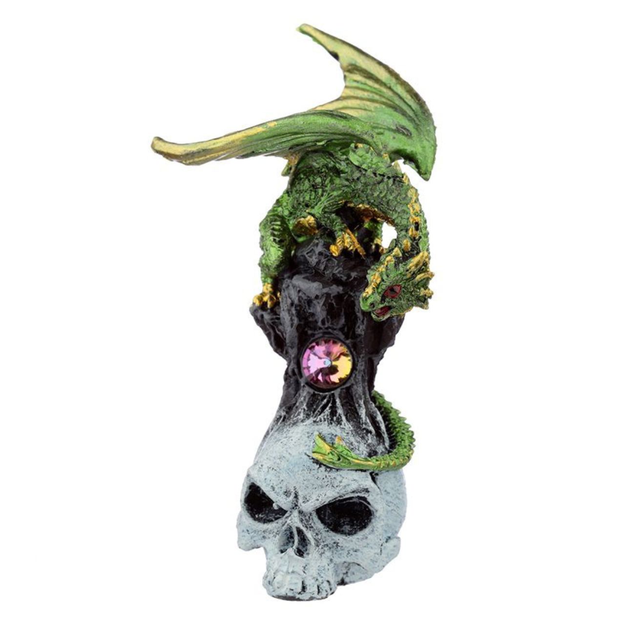 Dark Legends Gemstone Skull Dragon - Material: Resin - Height 10.5-11 cm Width 5.5-6 cm Depth 5-5.5 cm - Available in Green, Purple or Blue