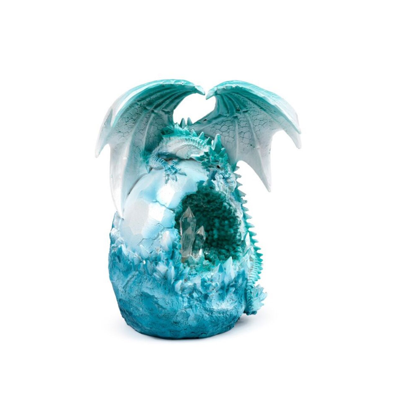 The Dark Legends LED Crystal Ice Cave Dragon is a striking decorative piece that combines intricate crystal detailing with ambient LED lighting. Its icy design captures a mystical essence, making it a captivating centerpiece for any sophisticated space.