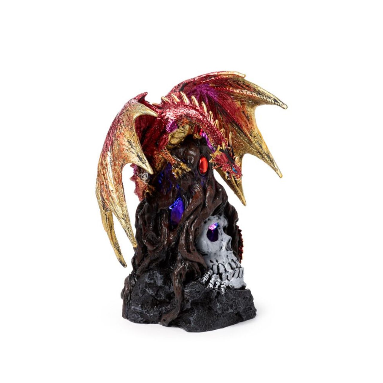 The Dark Legends LED Keeper of the Death Gate Ruby Dragon is an exquisite collectible that merges mythic allure with modern illumination.