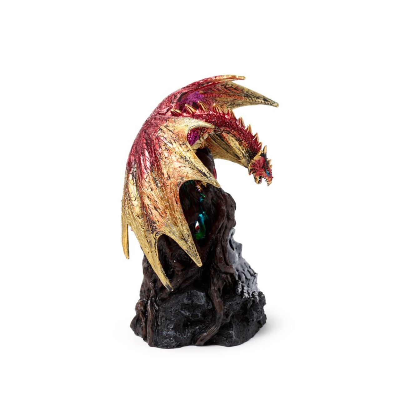 The Dark Legends LED Keeper of the Death Gate Ruby Dragon is an exquisite collectible that merges mythic allure with modern illumination.