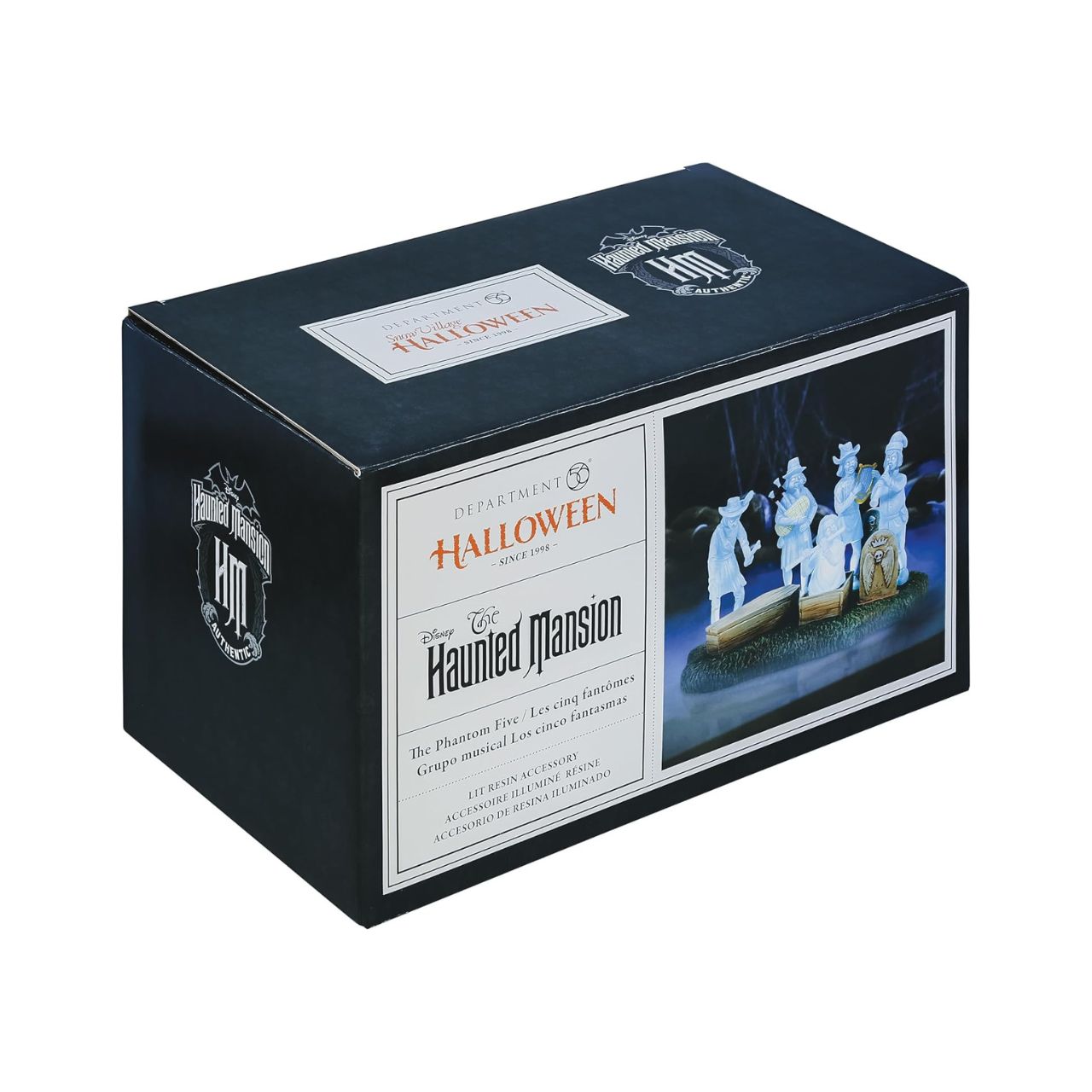 The Phantom Five belong to the enduring legend of the Haunted Mansion and its spectral residents. These spirits, while playful and mischievous, maintain a charming and convivial ambiance. This figurine serves as an ideal complement to any of our Haunted Mansion collections.