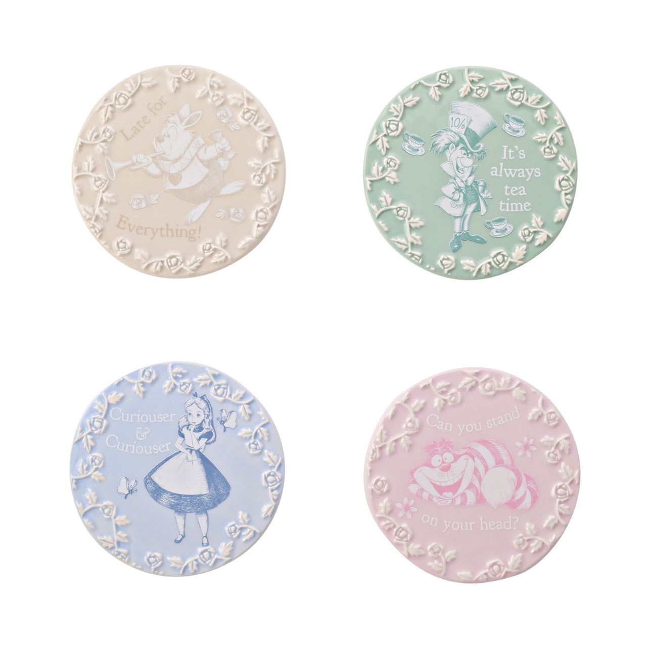 A Disney Alice in Wonderland Set of 4 Coasters, officially licensed products that are tailor-made for superfans.