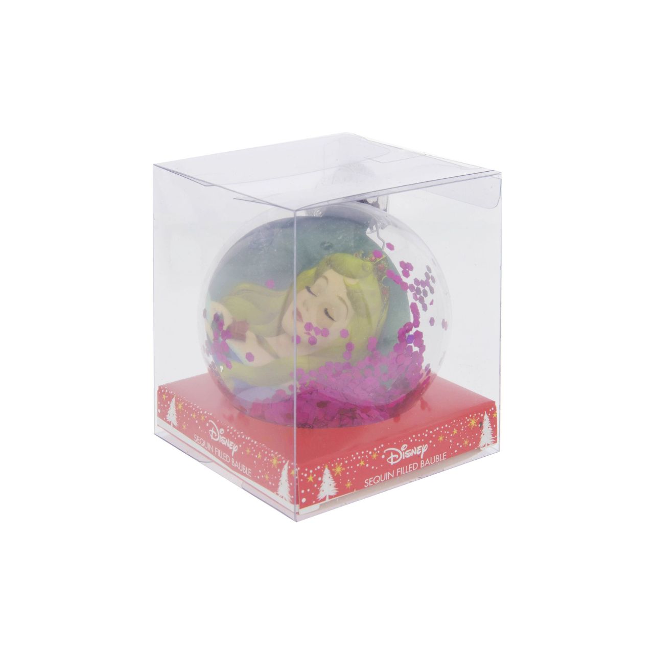 Bring the magic and glamour of the Disney princesses to the festivity with this wonderful 7.5cm pink Sleeping Beauty sequin bauble.