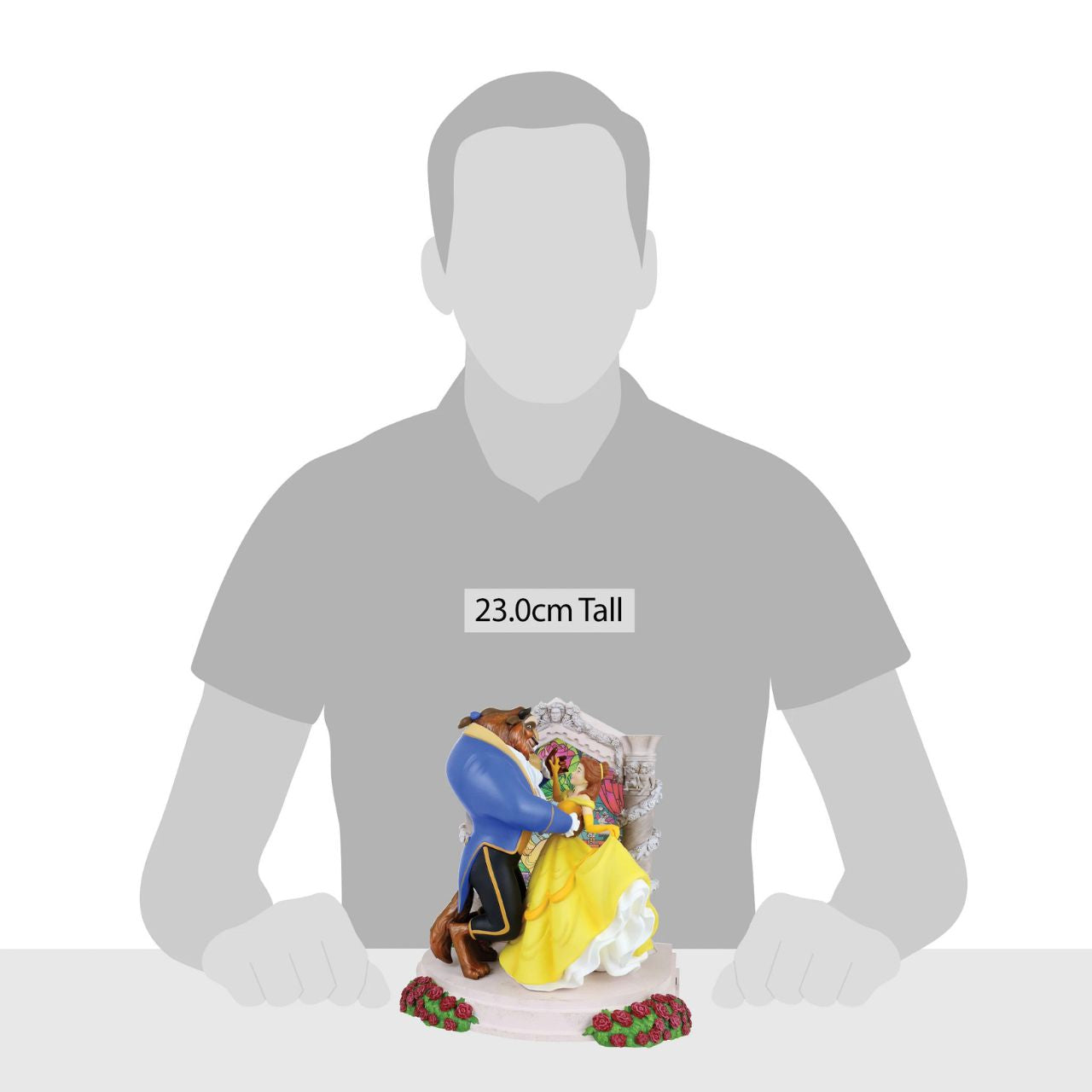 Disney Showcase Collection Beauty and the Beast Figurine Beauty and the Beast light up figurine. The figurine is made from cast stone. Each piece is hand painted and slight colour variations are to be expected which makes each piece unique. Supplied in branded gift box.