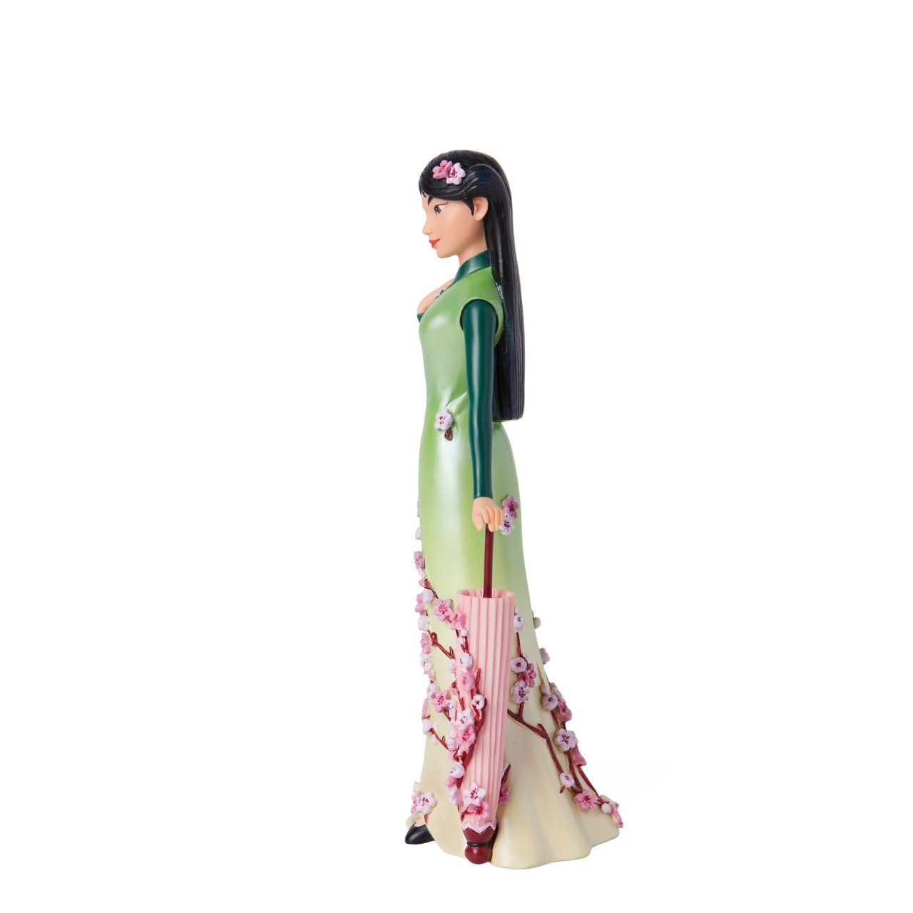 Part of the Disney Showcase Botanical collection, the Botanical Mulan figurine sees Disney's iconic princess in her gorgeous green ombre dress adorned with delicate cherry blossom petals.
