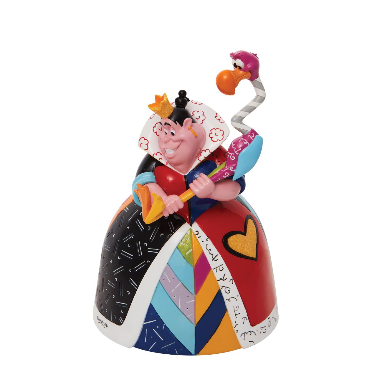 Redesigning the antagonist from Alice and Wonderland, the Queen of Hearts gets a fashionable makeover of glam and glitter. Designed in the US by Miami based Pop Artist Romero Britto in celebration of the 70th Anniversary of Disney's classic Alice in Wonderland.