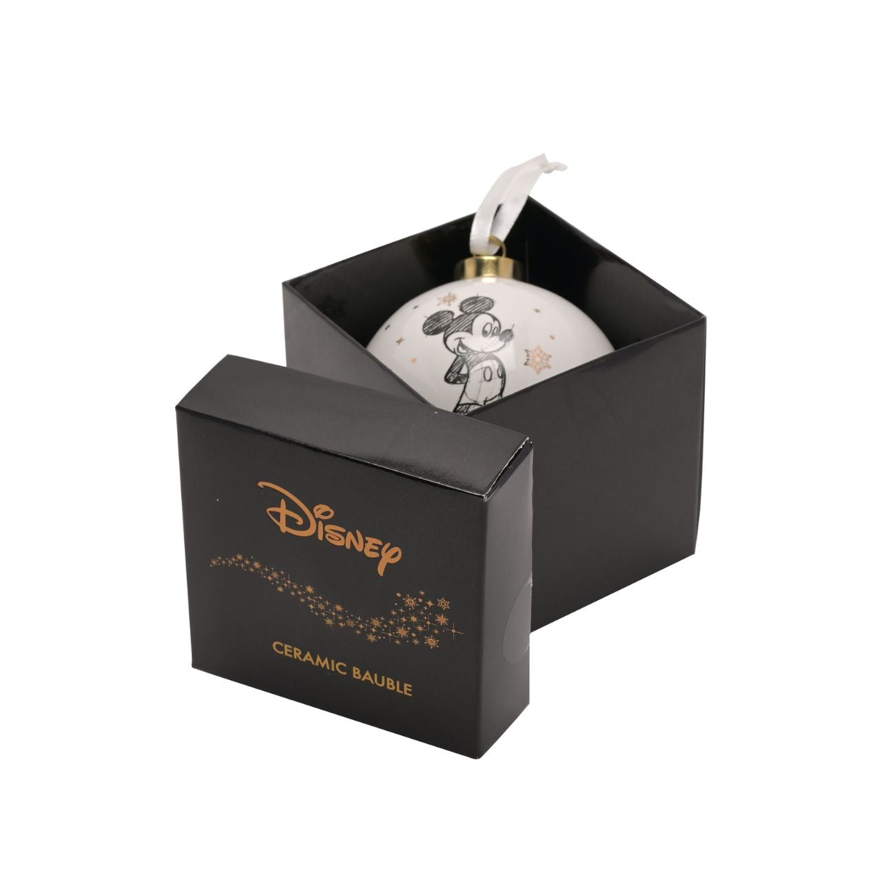 Disney Ceramic Christmas Bauble Mickey Bring touch of timeless Disney magic to the Christmas tree with this elegant gold foiled ceramic collectable Mickey Mouse bauble. From Disney Classic Collectables - luxurious collectable gifts for the enduring Disney fan.