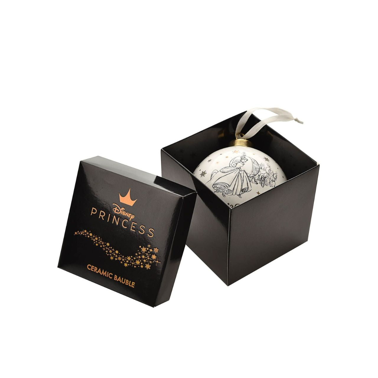 Disney Ceramic Christmas Bauble Cinderella Bring touch of timeless Disney magic to the Christmas tree with this elegant gold foiled ceramic collectable Cinderella bauble. From Disney Classic Collectables - luxurious collectable gifts for the enduring Disney fan.