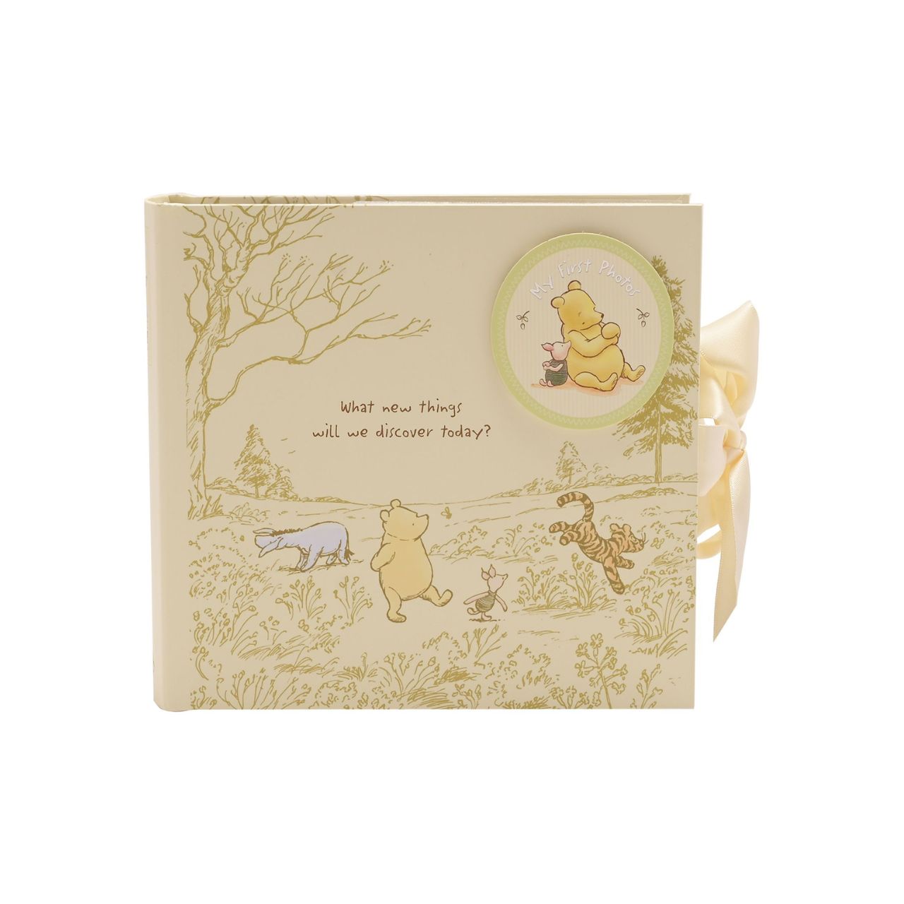 Disney Classic Pooh Heritage Photo Album Box My First Photos This Winnie the Pooh keepsake photo album has been designed to reflect E.H. Shepard's original illustrations from the original A. A. Milne books, to be cherished for many years. Includes 80 photo sleeves.