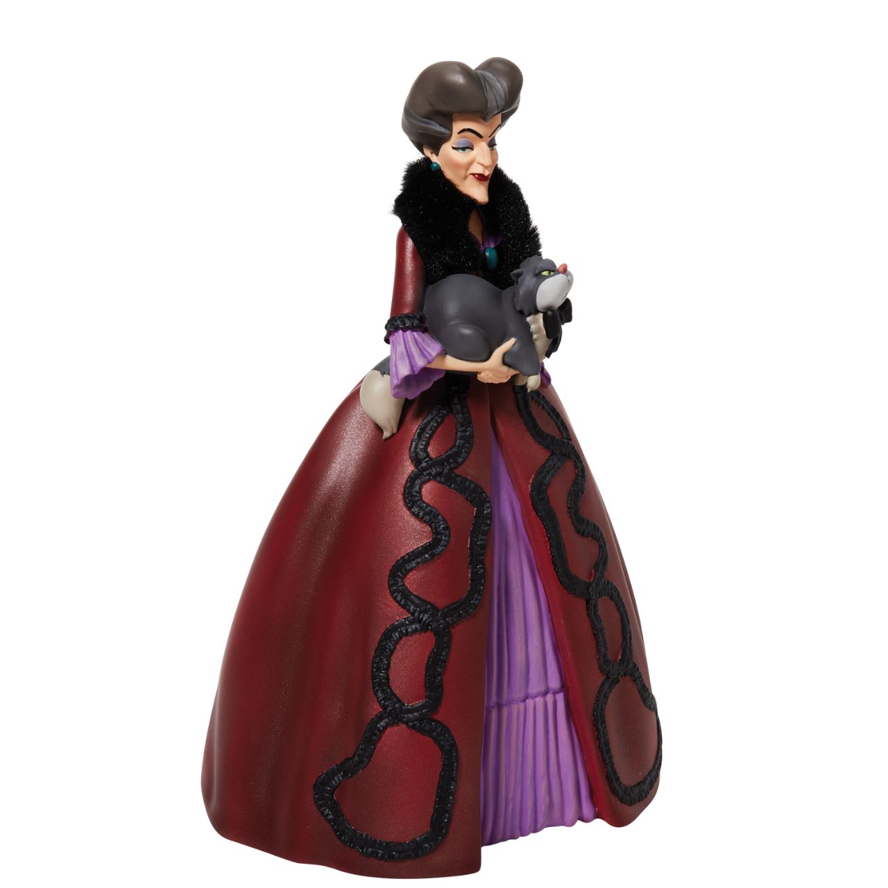 Disney Showcase Lady Tremaine Rococo Figurine  Lady Tremaine Rococo Figurine. Cinderella's Step Mother is made from cast stone. Each piece is hand painted and slight colour variations are to be expected which makes each piece unique. Supplied in branded gift box.